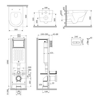 Инсталляция Am.Pm ErgoFit с подвесным унитазом Aquaspin и клавишей IS110338.851900
